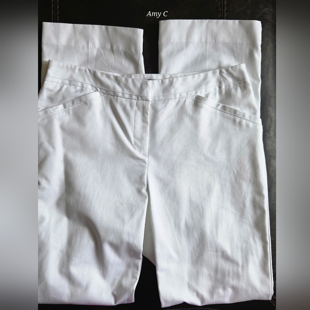 Rafaella Women's White Straight Leg Dress Pants In Size 8 Curvy.